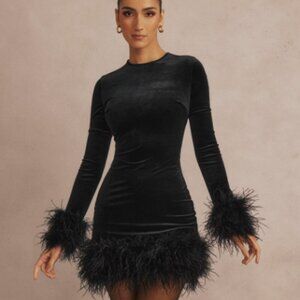 Never Worn With Tags House of CB Lavinia Black Velvet Mini Dress, Size Small